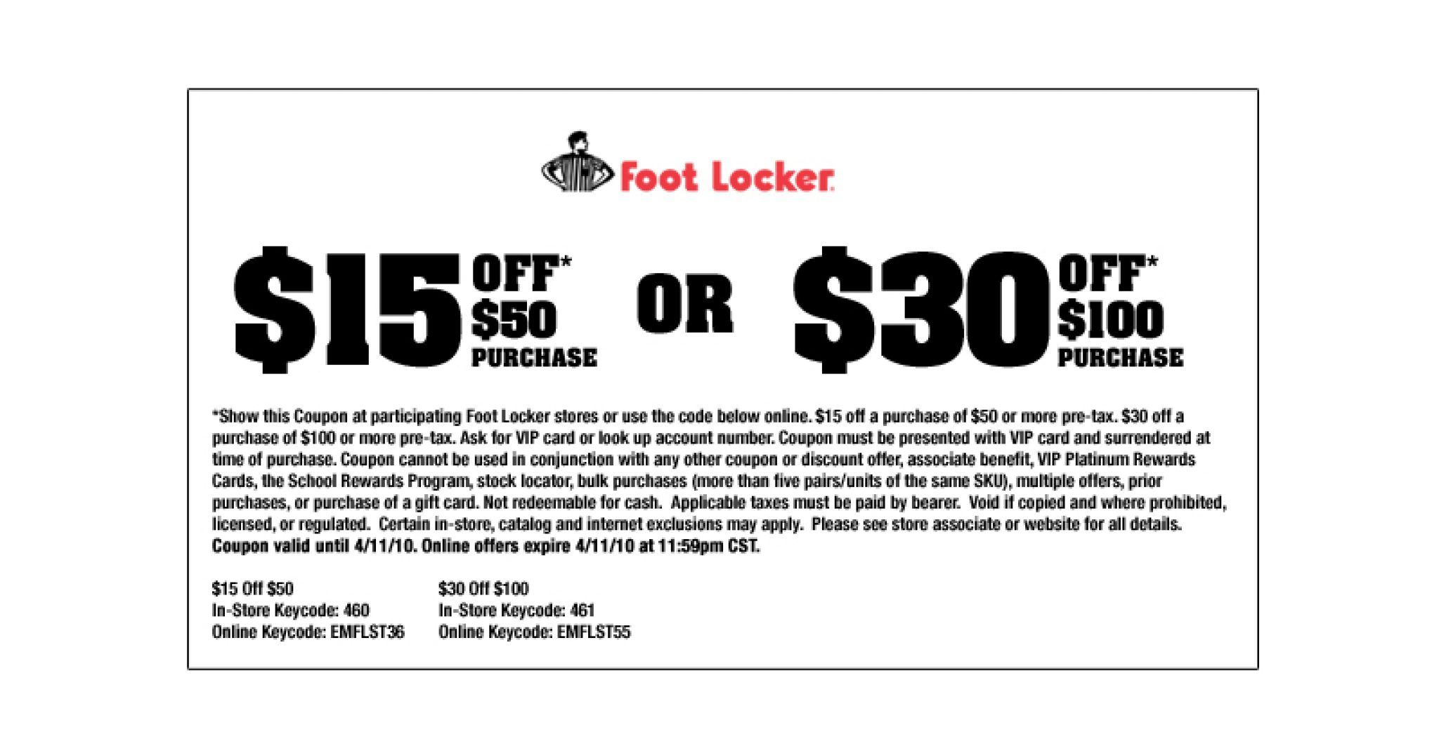 Foot Locker Printable Coupons