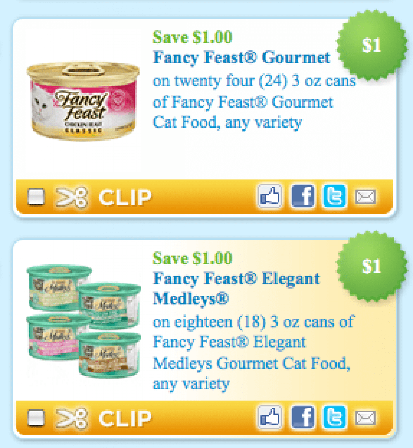 Two New Fancy Feast Printable Coupons!