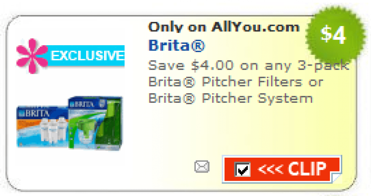 4 off Brita Filters or Brita Pitcher Coupon