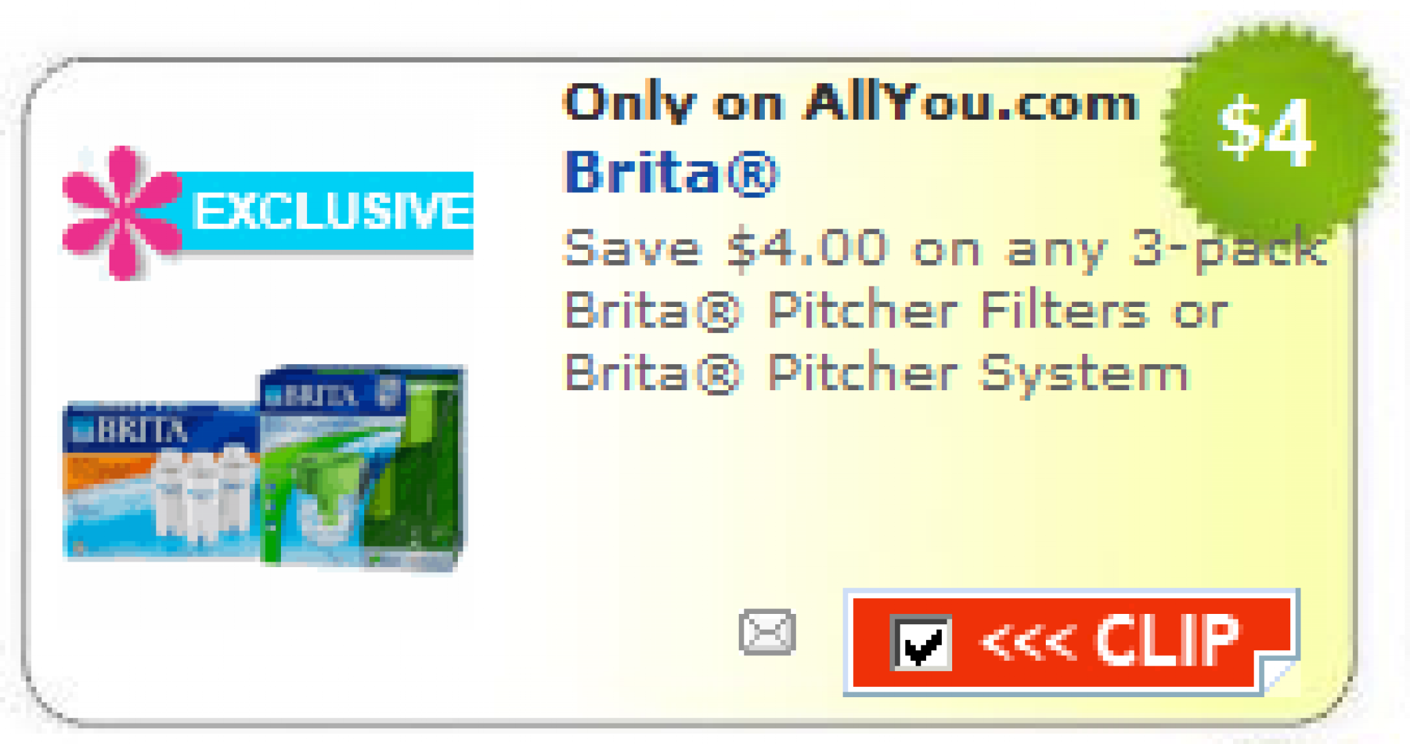 4 off Brita Filters or Brita Pitcher Coupon