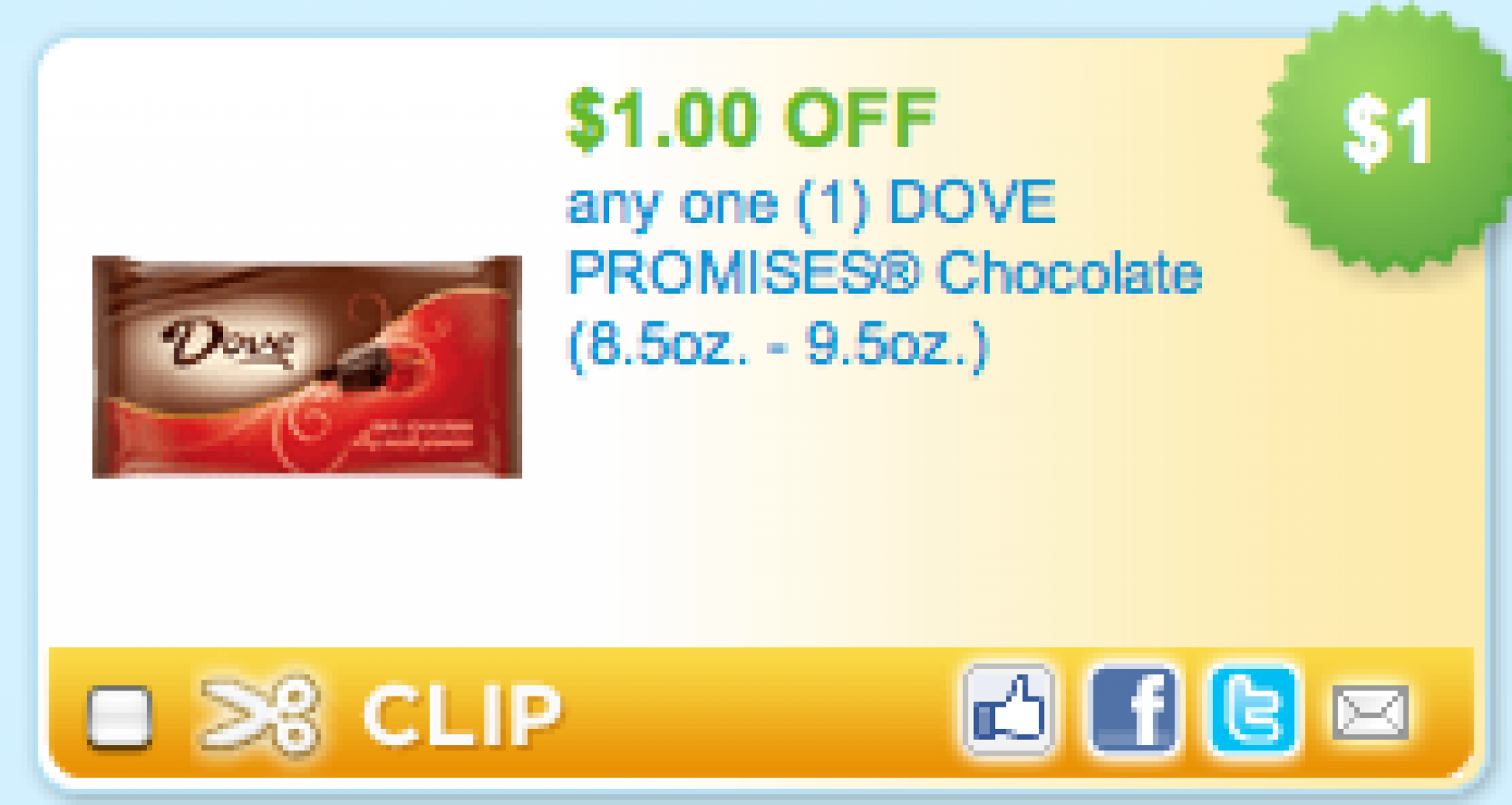 1 off Dove Chocolate Printable Coupon