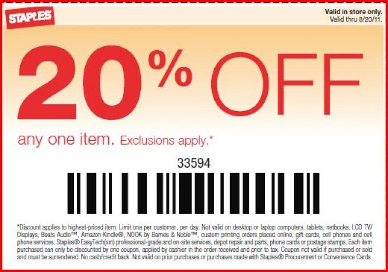 Staples Coupon 20 Off