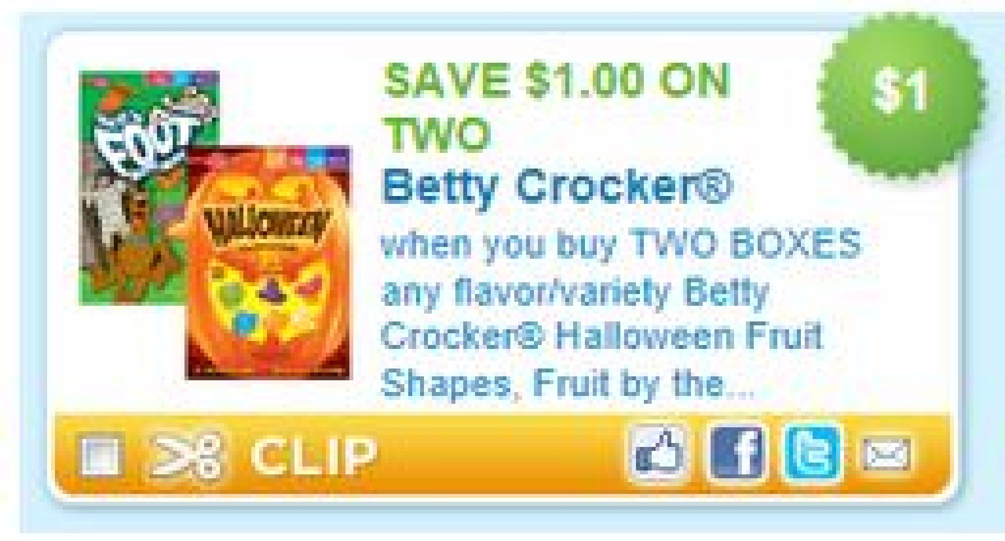 $1 off Betty Crocker Halloween Fruit Shapes Coupon