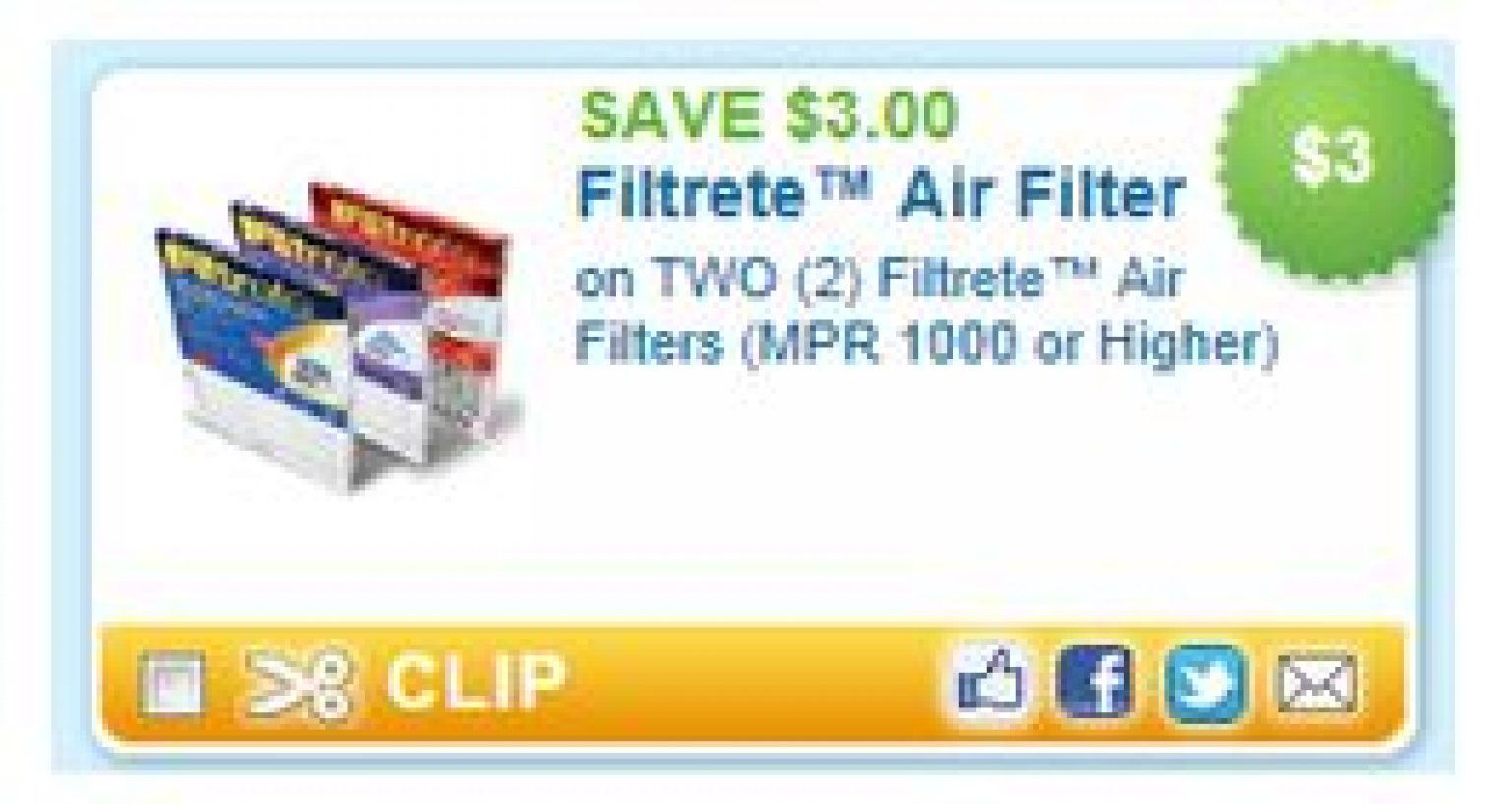 Rare 3 off 3M Filtrete Air Filter Coupon!