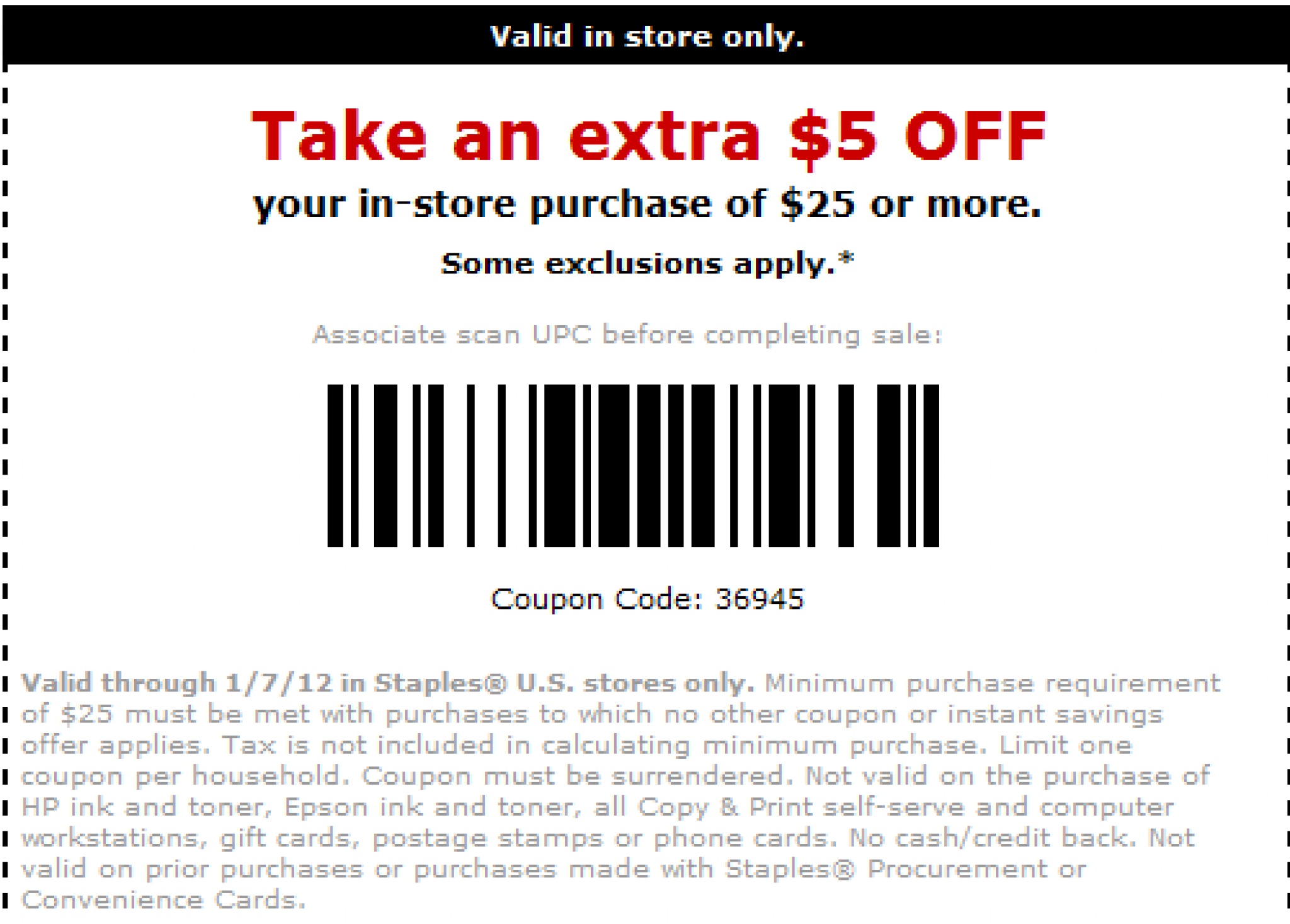 Staples Coupon 5 off 25