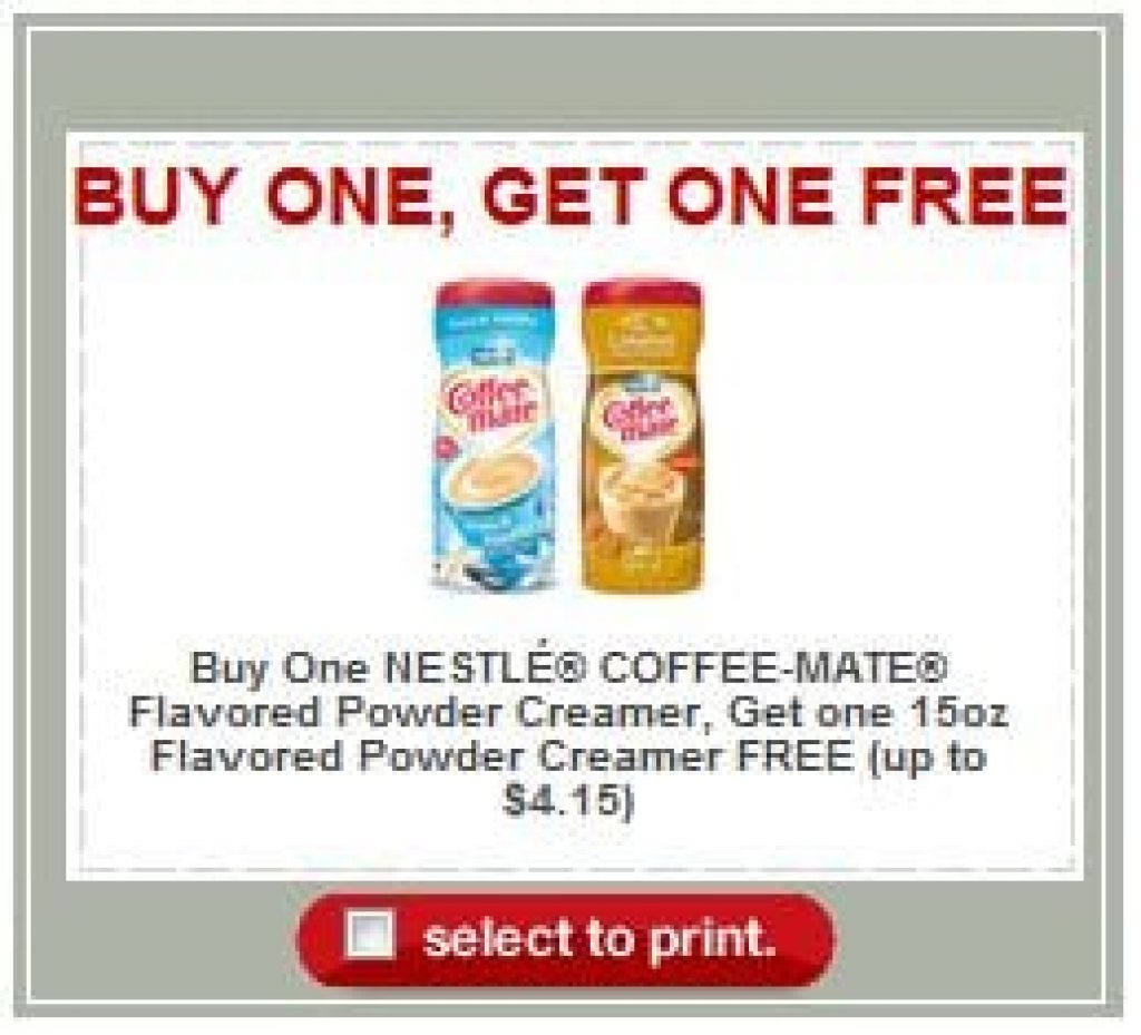 New BOGO Coffee Mate Creamer Coupons