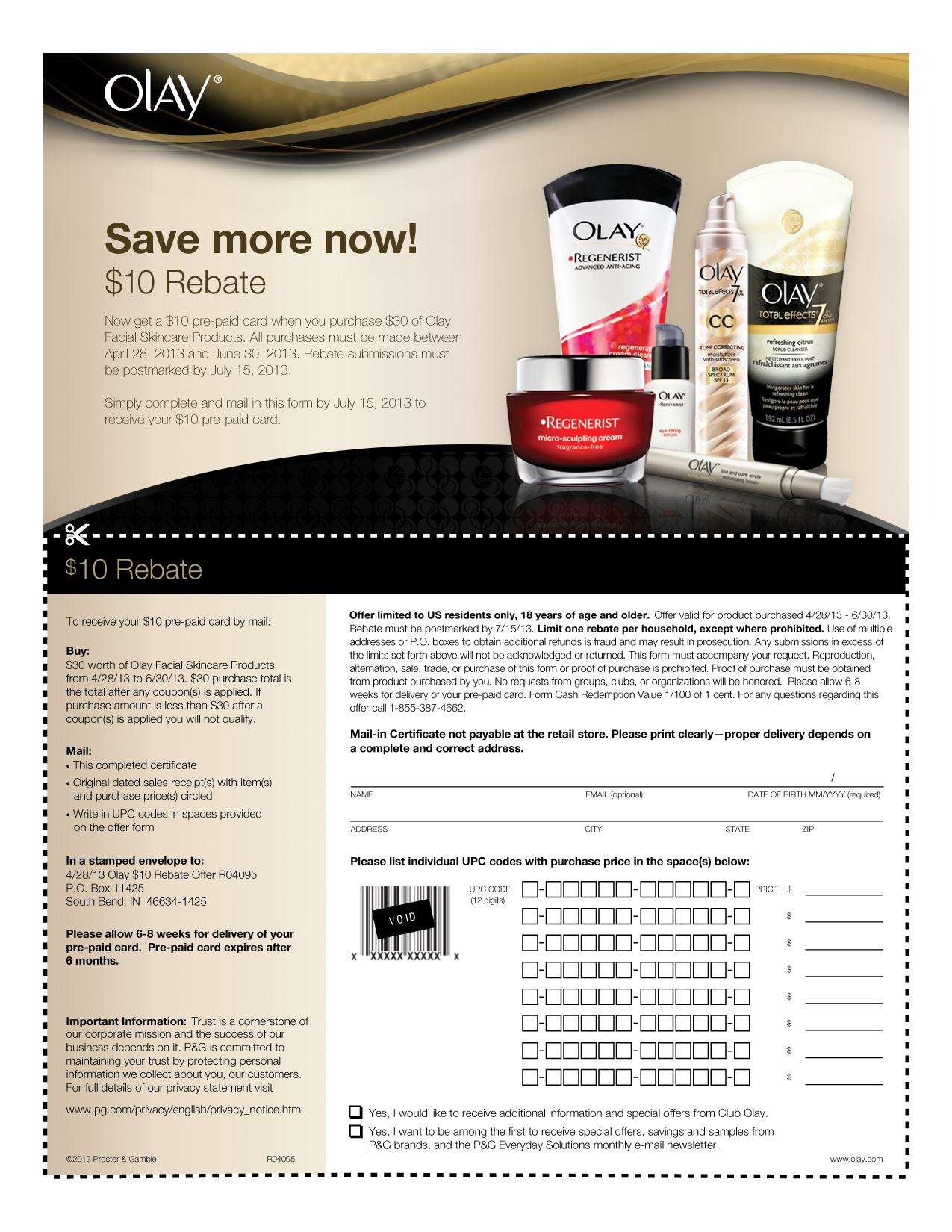 Olay Rebate Get 10 Back When You Spend 30 + Hot Drug Store Deals