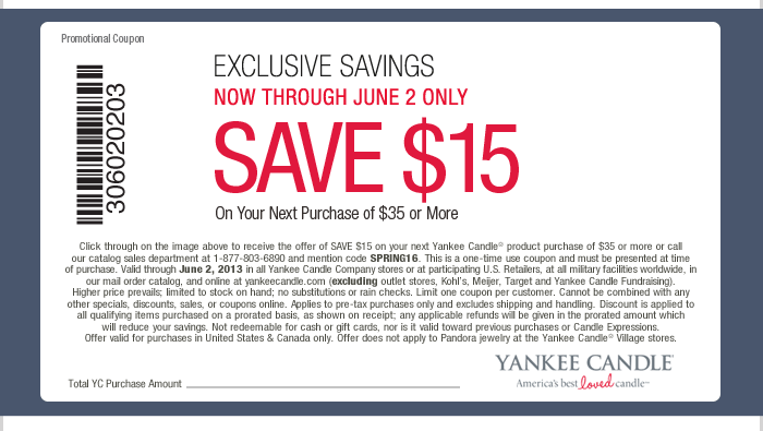 New $15 off of $35 Yankee Candle Coupon + 25% off Spring Merchandise!