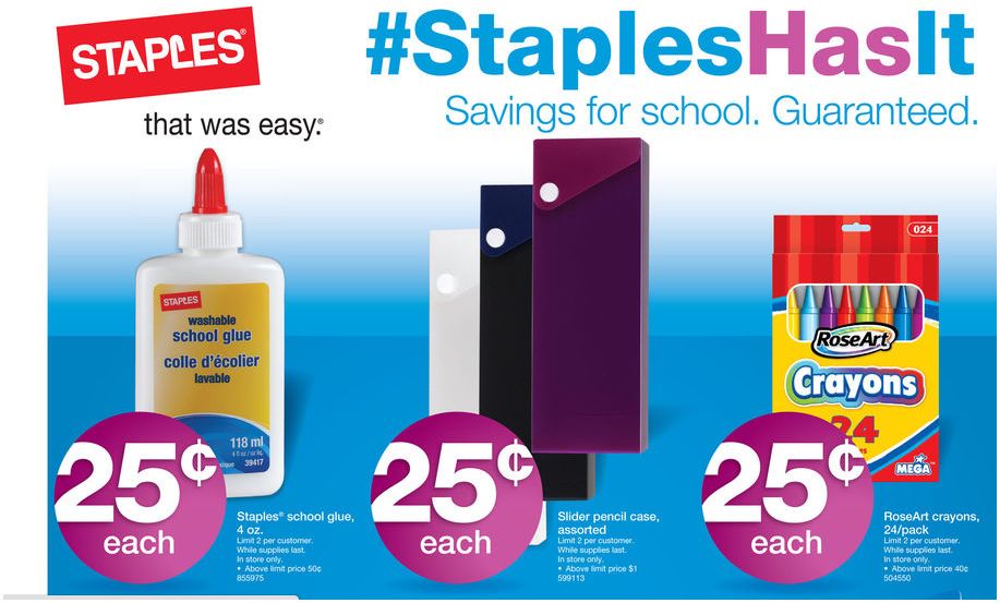 25¢ School Supplies at Staples BIC WiteOut, Mechanical Pencils