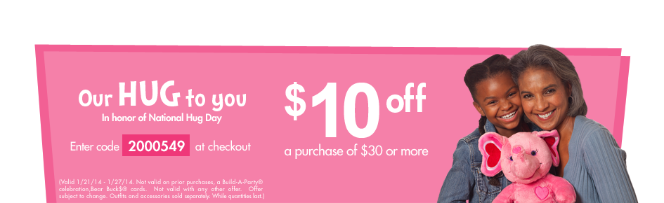 Build-A-Bear: $10 Off $30 Purchase Coupon - Mojosavings.com