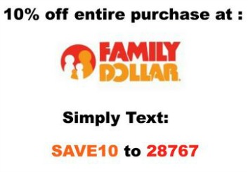 Family Dollar: 10% off Entire Purchase Coupon