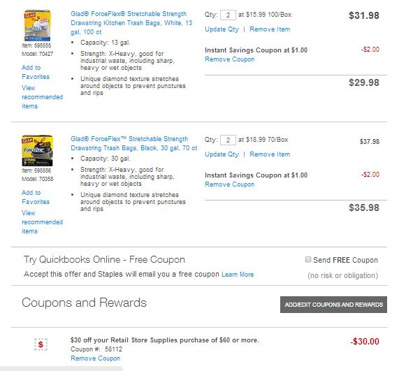 30 off 60 Staples Coupon Code