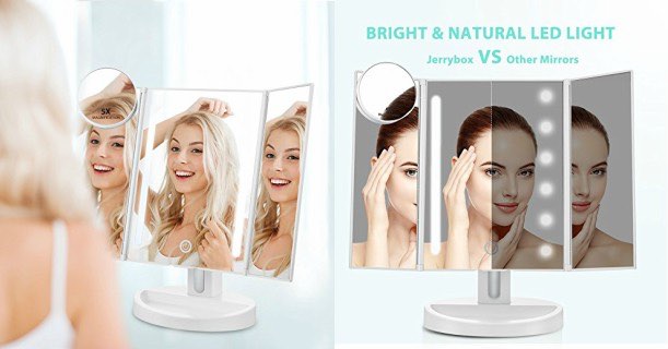 Jerrybox Jerrybox Trifold LED Makeup Mirror with Touch Screen! – Mojosavings.com