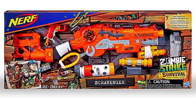 Blaster Nerf Zombie Strike Scravenger - 12 Fléchettes - Avec Accessoires - 8 Ans Et Plus