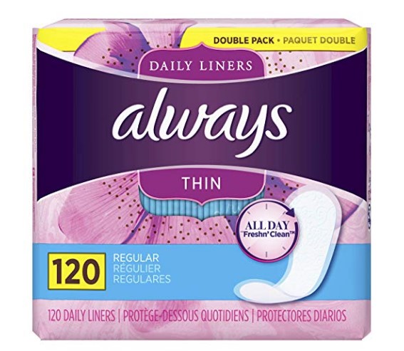 120 Count Always Thin Daily Liners $5.49 (REG $16.99)