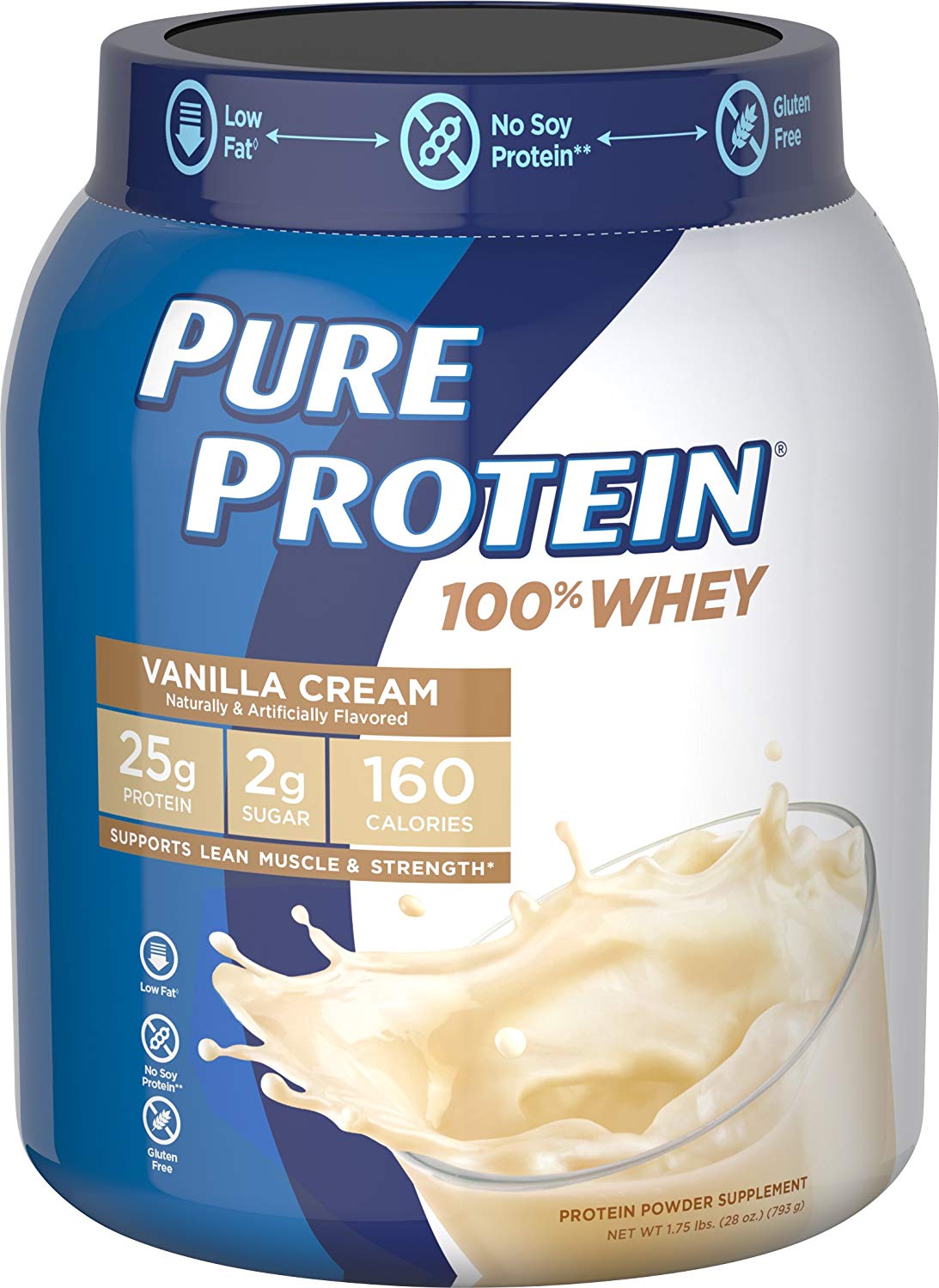 Pure Protein Powder, Whey, High Protein, Low Sugar, Gluten Free, Vanilla Cream $15.46 (REG $22.33)