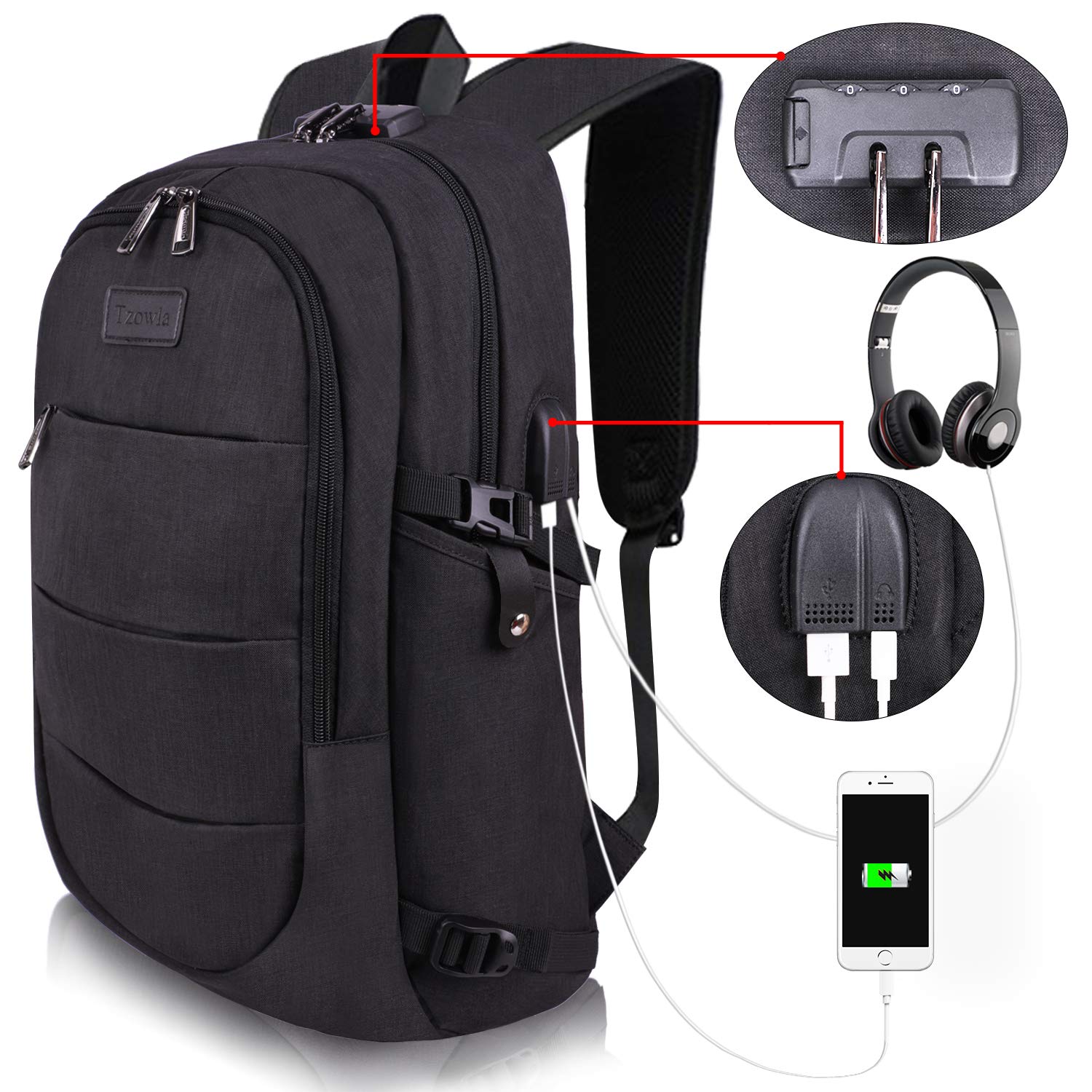 Backpack Water Resistant Anti-Theft Bag with USB Charging Port and Lock $31.99 (REG $68.99)