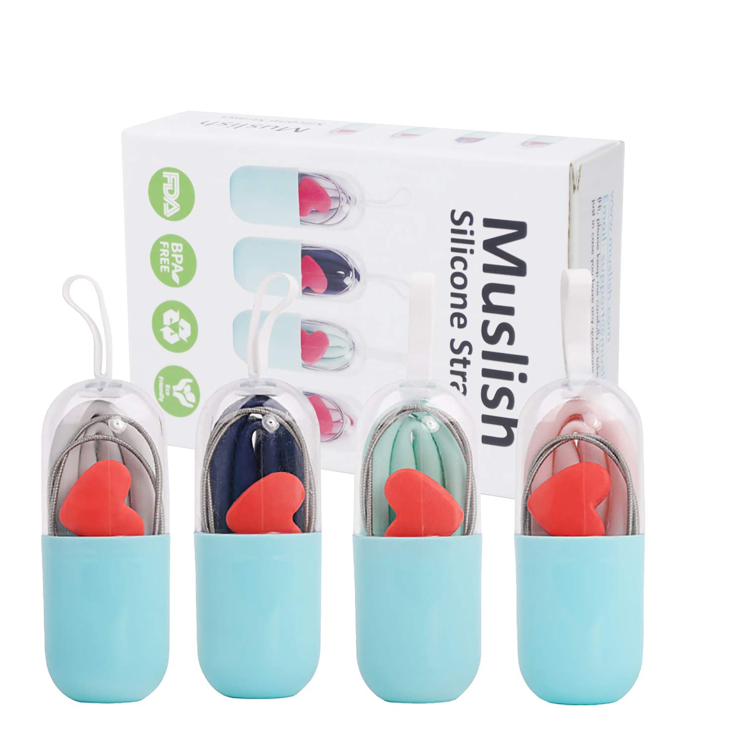 Muslish Collapsible Silicone Straws, BPA-Free, FDA approved $3.99 (REG $24.99)