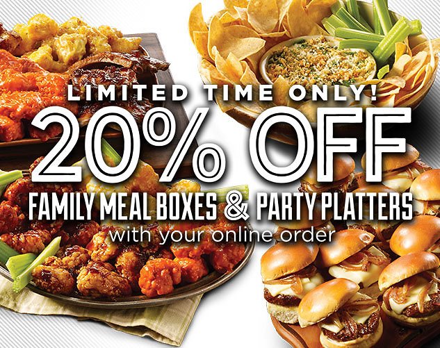 Party Platters / 20% OFF FAMILY MEAL BOXES & PARTY PLATTERS WITH ONLINE ORDER