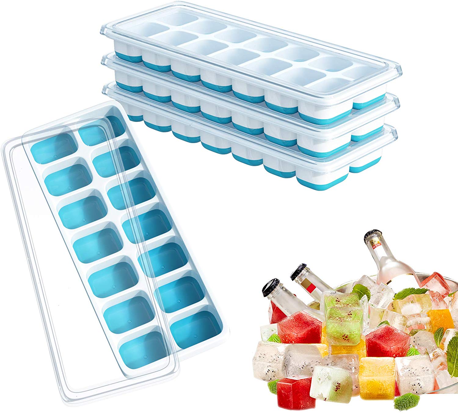 Ice Cube Trays, Ouddy 4 Pack Silicone Ice Cube Trays with Lids $8.99 (REG 	$19.99)
