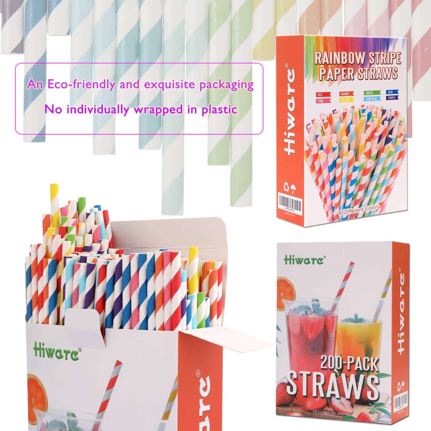 Hiware 200-Pack Biodegradable Paper Straws $6.99 (REG $15.99)