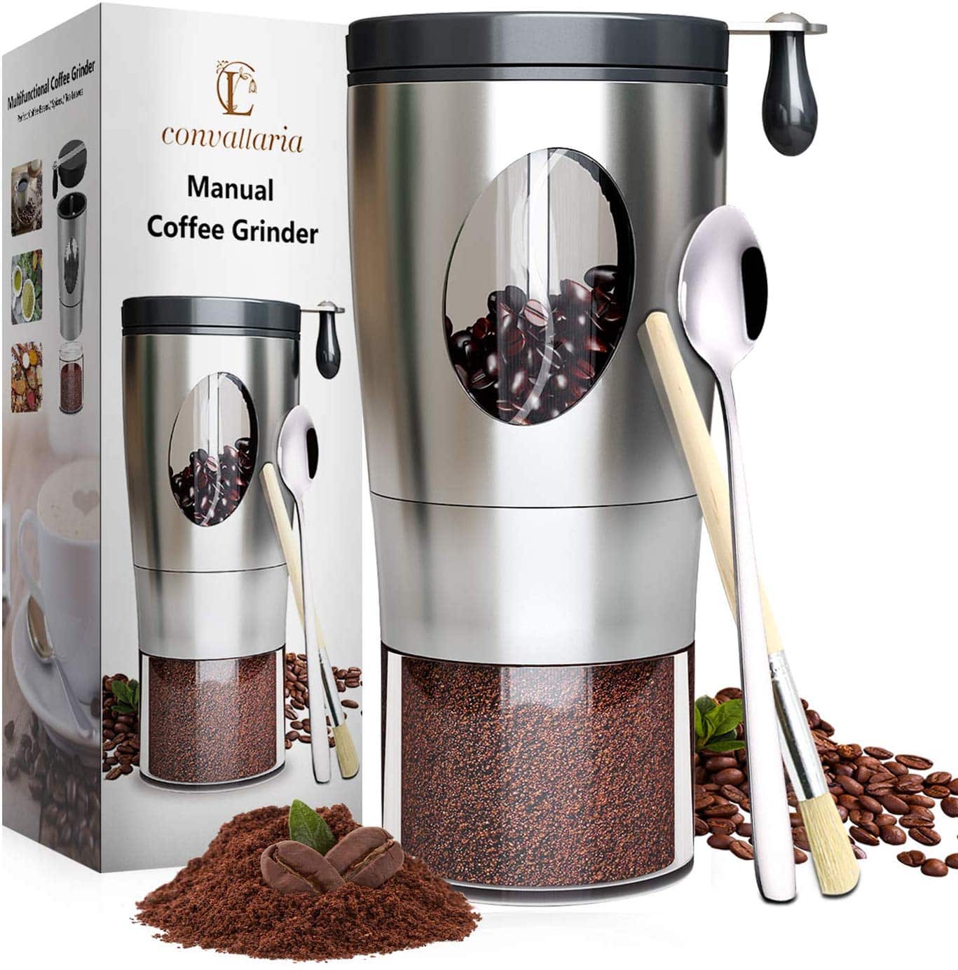 Convallaria Manual Coffee Grinder with 5-Level Grinding Ceramic Conical Burr Mill $14.99 (REG $30.59)