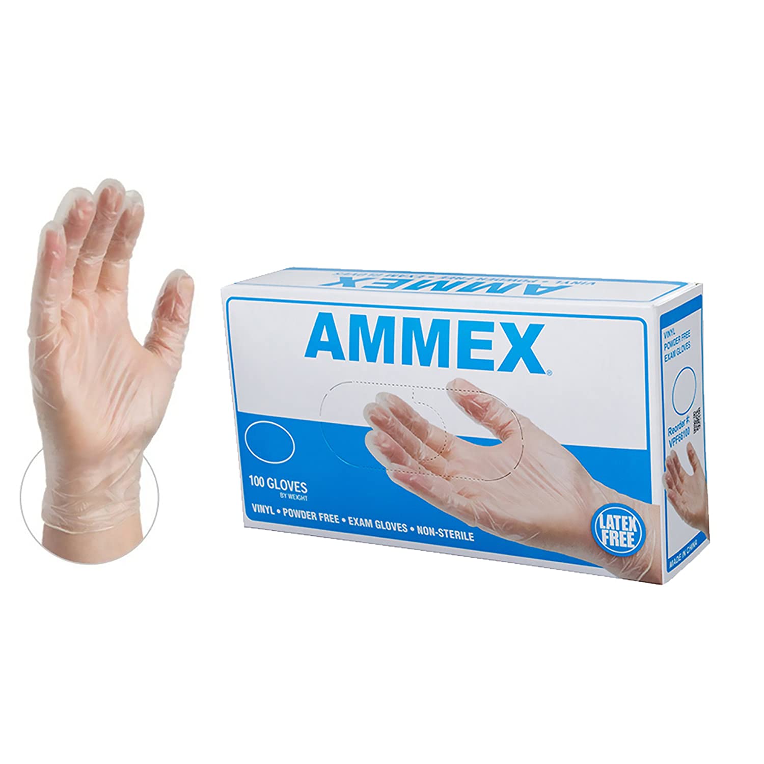 AMMEX Medical Clear Vinyl Gloves, Box of 100, 4 mil, Size Medium, Latex Free, $5.10 (REG $7.75)