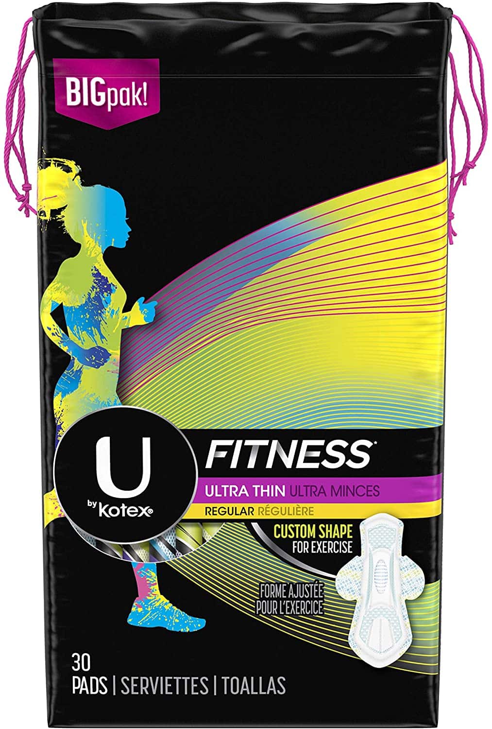 U by Kotex Fitness Ultra Thin Pads with Wings, Regular Absorbency $7.34 (REG $16.41)