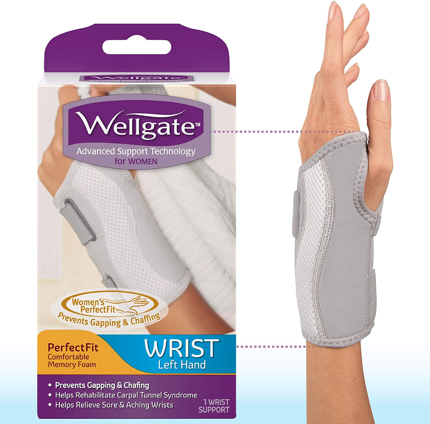 Wellgate for Women, PerfectFit Wrist Brace for Wrist Support, Right $5.05 (REG $12.06)