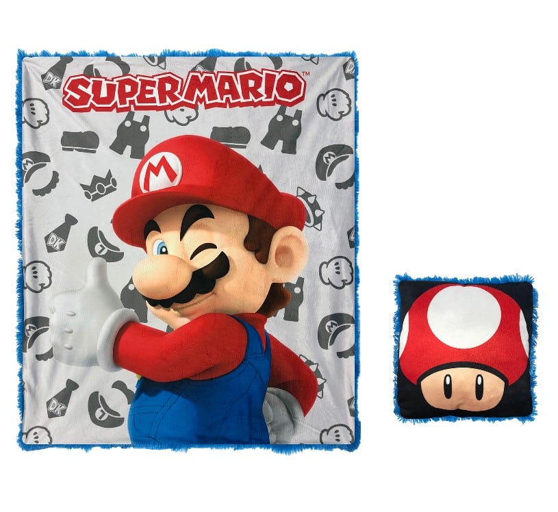 Super Mario Kids 2Pc Decor Pillow & Throw Set