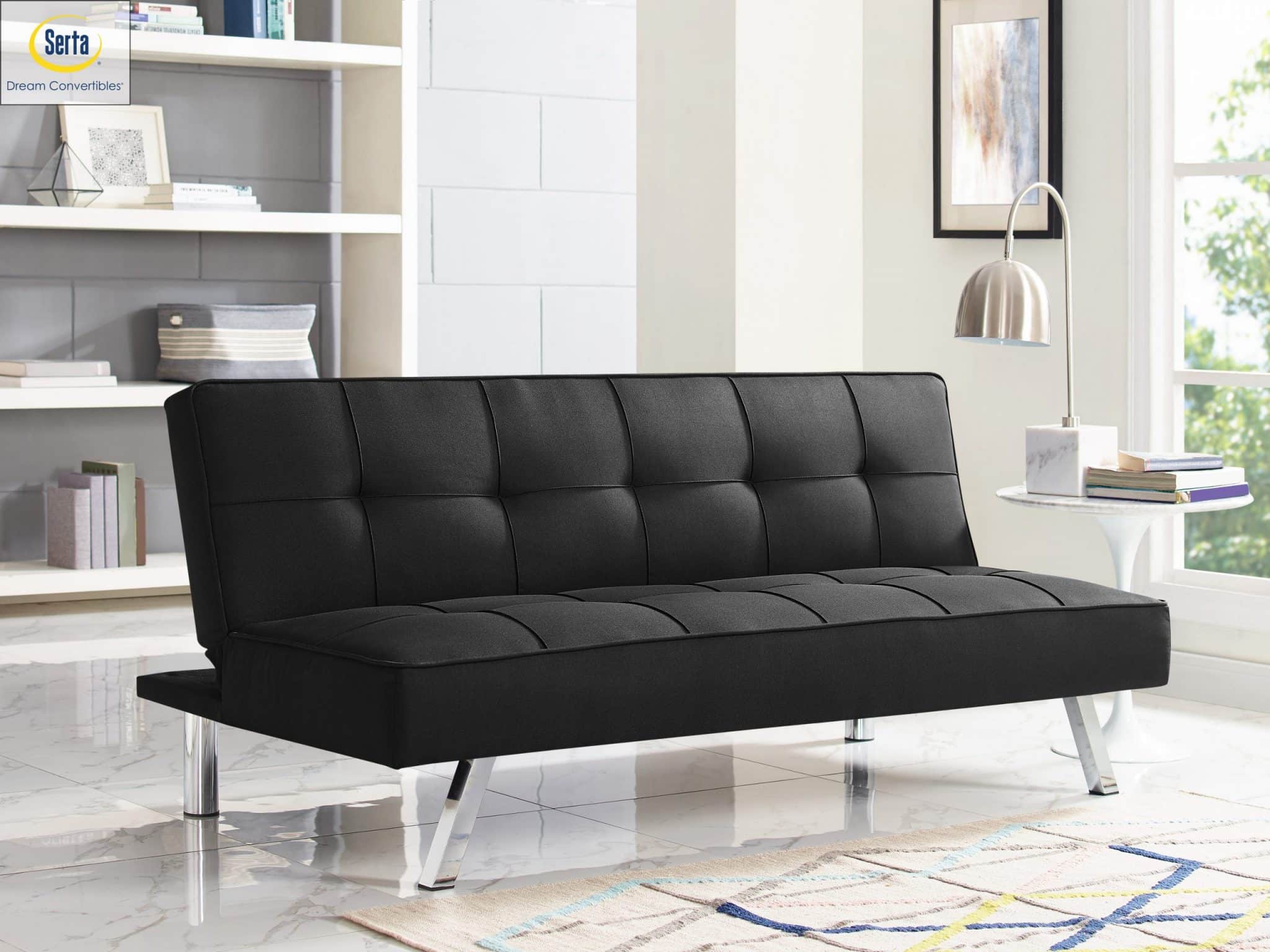 3-Seat Multi-function Upholstery Fabric Sofa, Black