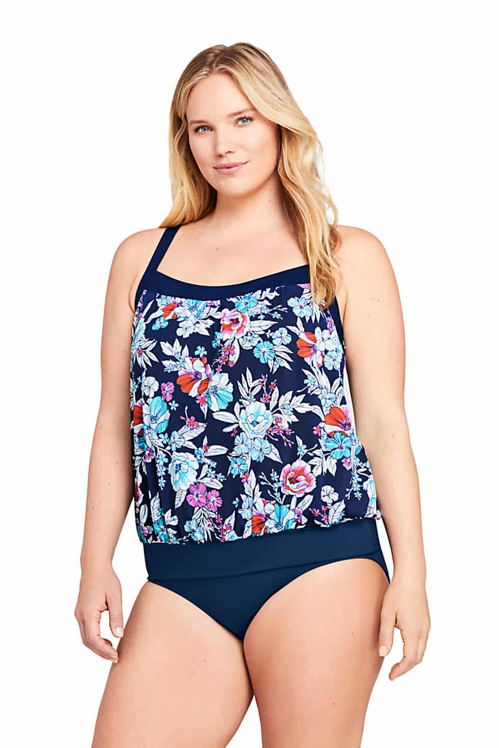 Women’s Plus Size Blouson Tummy Hiding Tankini Top Swimsuit $39.97 (REG $79.95)