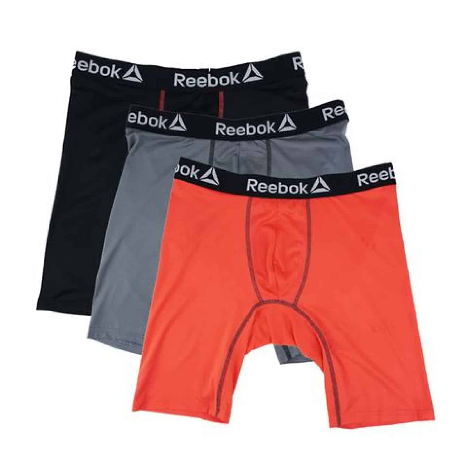 Reebok Men's Performance Long Leg Boxer Briefs 3Pack for 12 (REG30