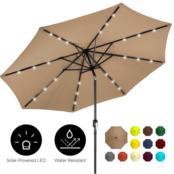 10ft Solar LED Lighted Patio Umbrella w/ Tilt Adjustment -$74.99(48% Off)