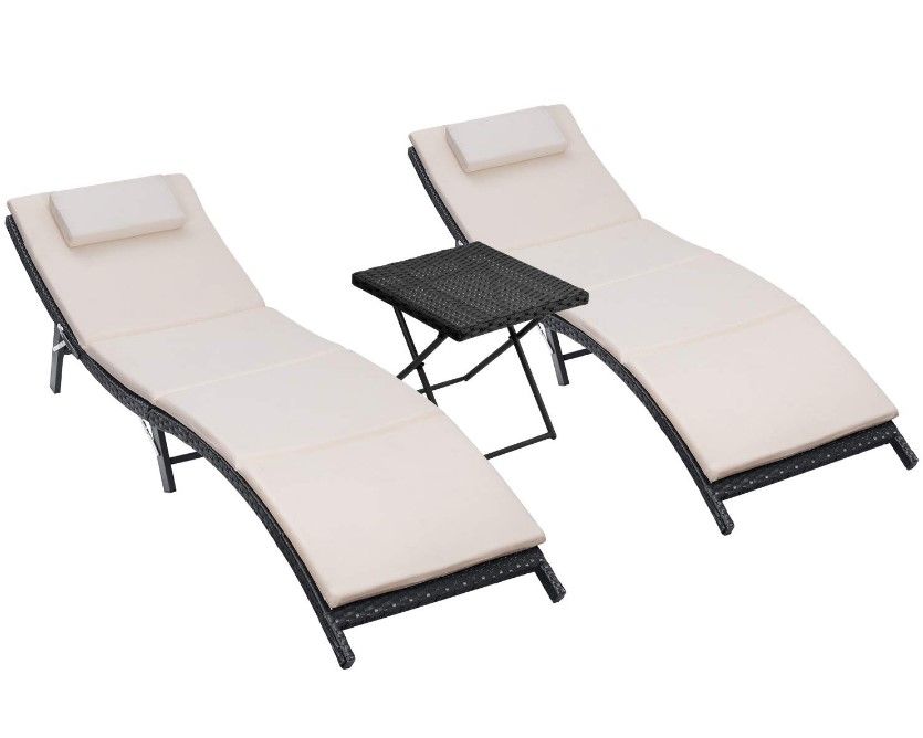 Walnew 3 PCS Patio Furniture Outdoor Lounge Chairs Set $174.99 (REG 249.99)