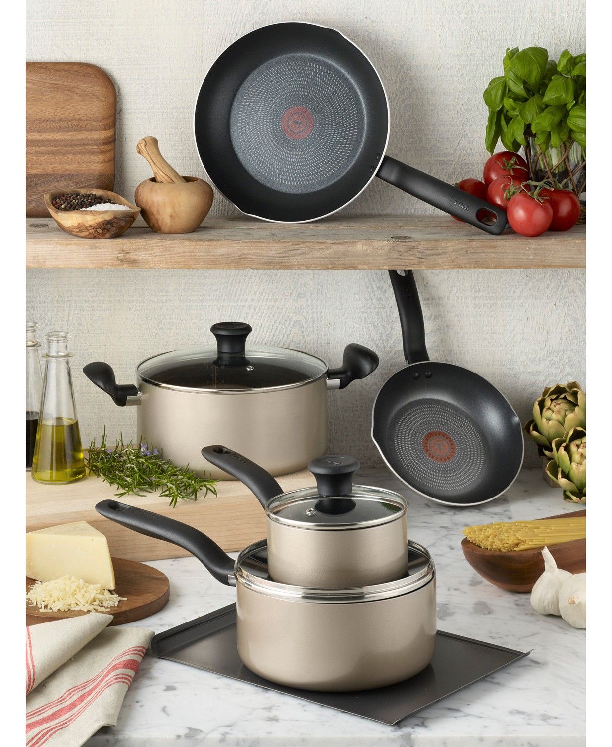 16 Pc, T-Fal Culinaire Nonstick Aluminum Cookware Set -$69.99(72% Off)