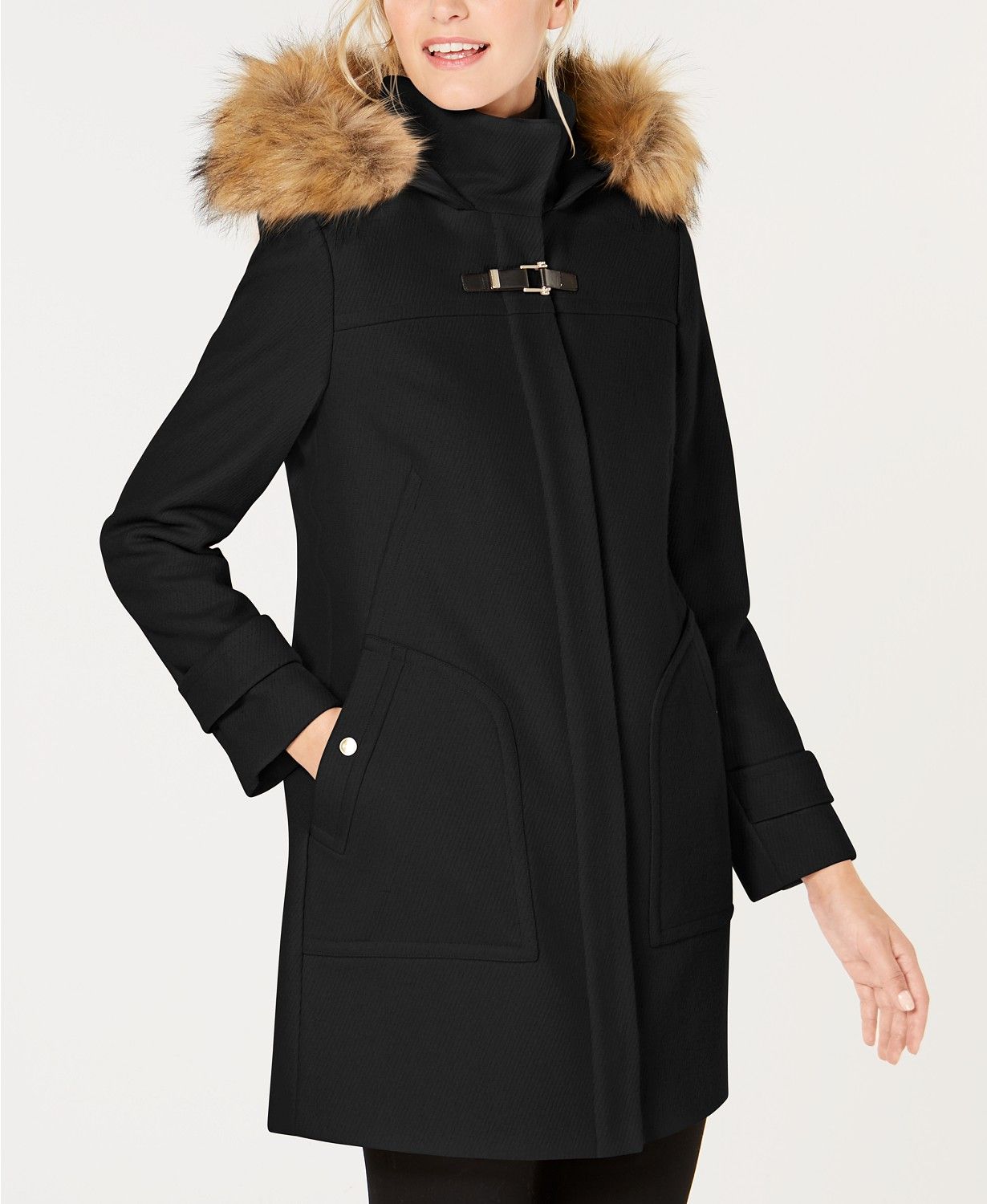 Cole Haan Faux-Fur-Trim Hooded Coat -$54.39(83% Off)