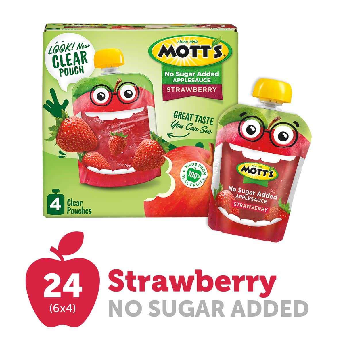 Pack of 6, Mott’s No Sugar Added Strawberry Kiwi Applesauce, 3.2 oz -$12.95(46% Off)