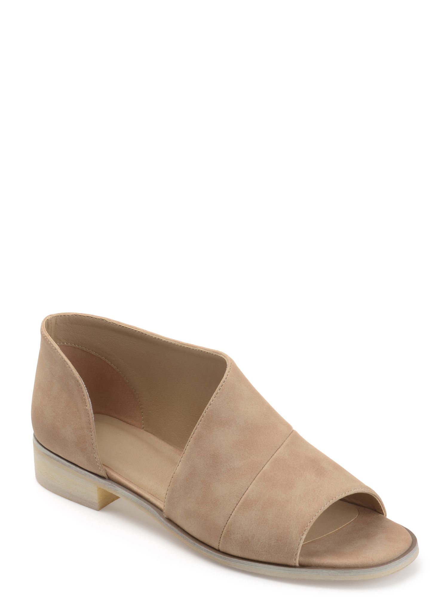 Women’s Faux Leather D’orsay Asymmetrical Open-toe Flats -$19.99(43% Off)